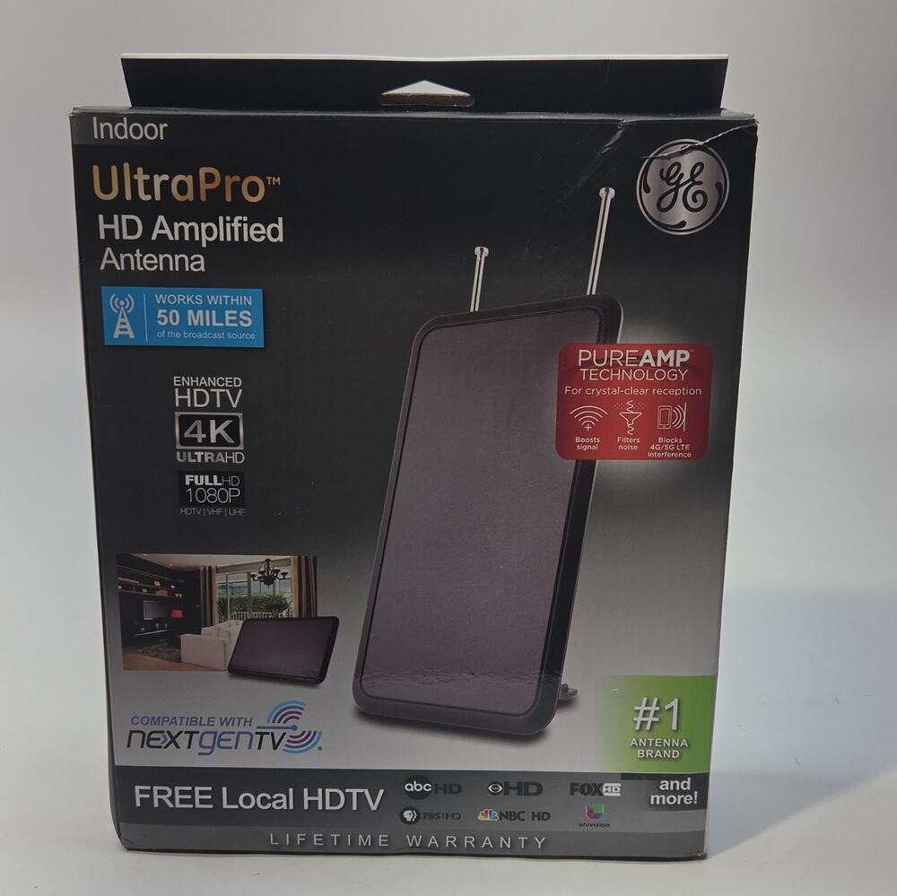 Ge Ultra Pro Hd Antenna 50 Miles Range Pure AMP Technology Indoor Unit
